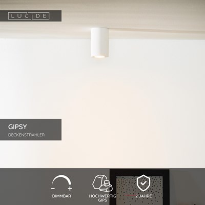 Lucide GIPSY - Deckenstrahler - Ø 7 cm - 1xGU10 - Weiß